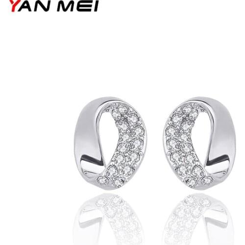 YANMEI Irregular Zircon Womens Earrings Mobius Ring Earrings Fashion Personality High-end Gifts Daily Wear Earrings E0919