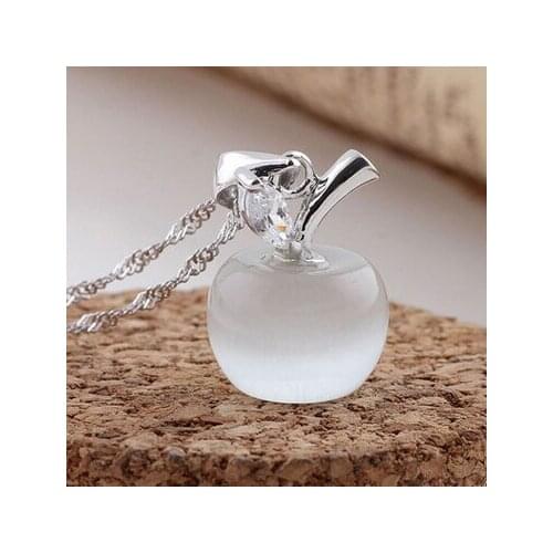 Free shipping Genuine 925 Sterling Silver Necklace For Women Exclusive Moonstone "Apple" Lady Necklace