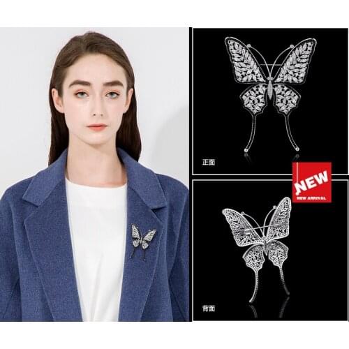 1pc 50*80mm Crystal Cubic Zirconia micro butterfly brooch Pin
