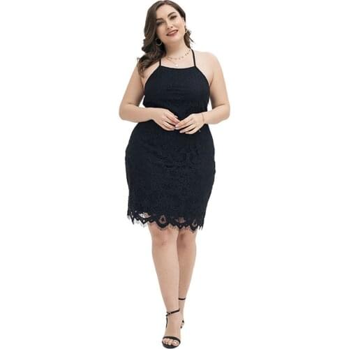 2021 Fashion Black Lace Sundresses For Women Female Clothes Plus Size Halter Sexy Club Party Light Summer Dresses Mini Dress
