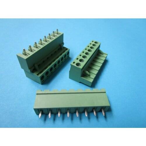 40 Pcs Close Straight 8 pin/way Pitch 5.08mm Screw Terminal Block Connector Green Color Pluggable Type With Straight pin