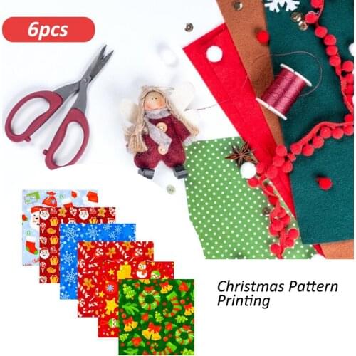 6PCS Printed Cotton Quilting Fabrics Christmas Patchwork Cotton Bundle For Sewing Dolls Bags Quilting DIY Patchwork Needlework