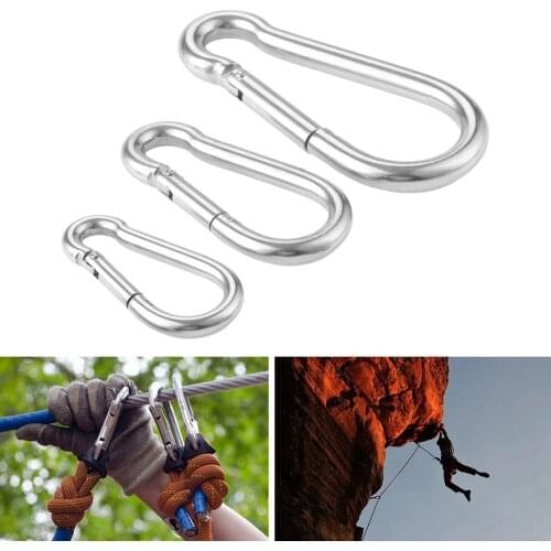 6Pcs Carabiner Clip Climbing Carabiner Stainless Steel Spring Hook Mountaineering Buckle Hammock Swing for Outdoor Camping Hike