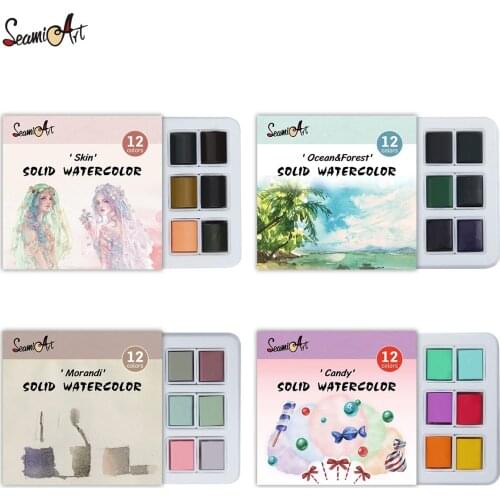 12 Colors Solid Watercolor Set Skin/Ocean/Candy/Morandi Water Color Paint for Cartoon & Drawing Art Supplies