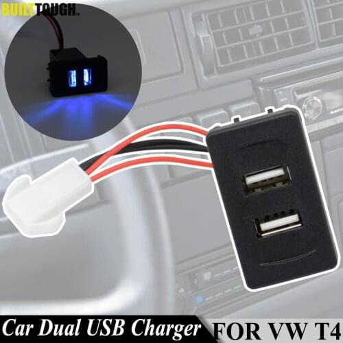 Car Dual USB Charger Vehicle Inverter Power Light 5V 2.1A 2 Port Smartphone For Volkswagen Transporter T4 Auto Accessories