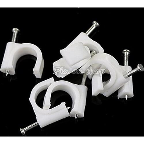 Free shipping 100pcs 16mm Cable fixed Round or Circle Path cable clips with Nail, Wire U Circle Cable Clamp with Nail
