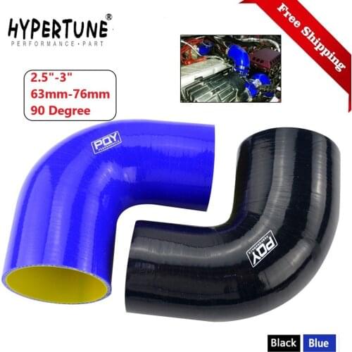 Free Shipping 2.5"-3" 63mm-76mm 90 Degree Elbow Reducer Silicone Hose Pipe Turbo Intake Blue&yellow / Black &yellow SH9025030-QY