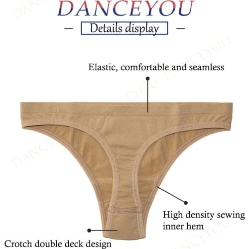 DANCEYOU Girls Seamless Thong Sexy Mid Waist Sport Dance Panties G-String Women Female Lady Cotton Underpants Briefs Underwear