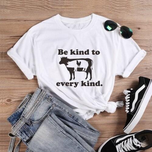 Be Kind To Every Kind Womens Slogan T-Shirts Hipster Vegan T Shirt Animal Graphic Tee Shirts Vegetarian Tops Casual Tshirt Tees