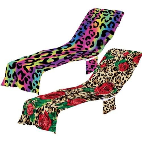 Beach Chair Cover Leopard Printed Pool Lounge Chair Towel Sun Cover Outdoor Portable Quick Drying Microfiber Lounge Blanket Hot