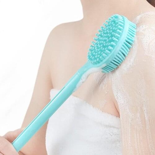 Double-sided Shower Body Brush Silicone Scrubber Brushes With Handle Exfoliating Scrub Skin Massager Exfoliation Bathroom Brush