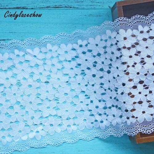 1 Yard 18cm Width White Elastic Lace Sewing Ribbon Guipure Lace Trim Elastic Fabric Wedding Dress Garment Accessories DIY Crafts