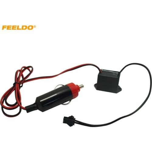 FEELDO 1Pc 12V DC Car Decoration EL Fibre Neon Glow Lighting Rope Strip Power Driver Inverter With Cigar/Cigarette Lighter #5253