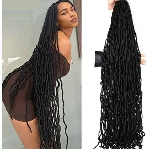 Messy Faux Locs Crochet Hair Synthetic Braiding Hair Distressed Faux Soft Locs pre Looped Goddess Locs Dreadlocs Hair Extensions