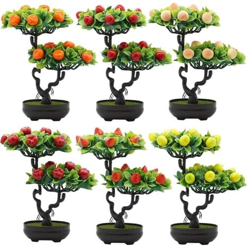 Artificial Peach Orange Fruit Tree Plant Bonsai Living Room Garden Desk Decor