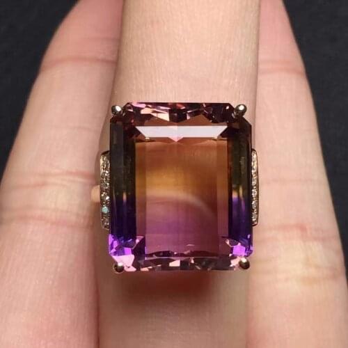 Fine Jewelry Real 18K Gold Au750 100% Natural Ametrine Gemstone Jewellery Ring Wedding Rings for women Fine Gift