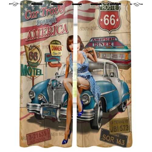 Beauty Car Retro Modern Blackout Curtains for Living Room Decoration Curtain Bedroom Kids Curtain Drapes