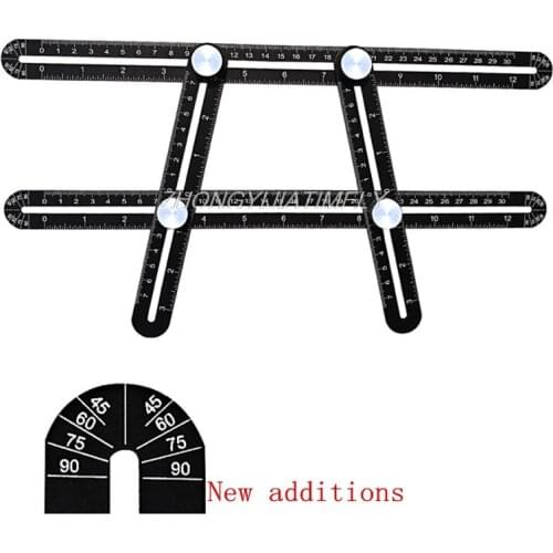 Four-fold ruler, irregular aluminum alloy folding ruler, measuring tools, angle meter, woodworking tools