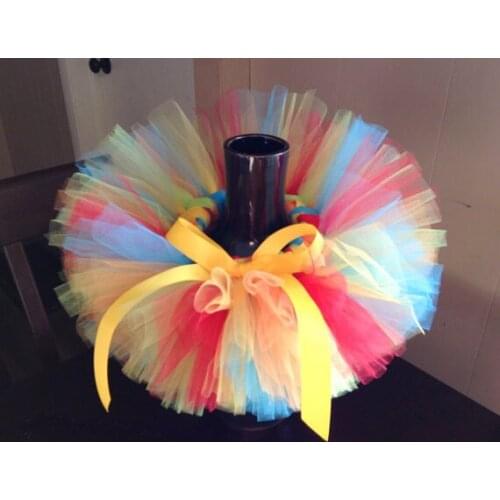 Cute Retail Baby Girls Tutu Skirts Infant 100% Handmade Fluffy Ballet Dance Pettiskirts with Ribbon Bow Kids Tutus Party Skirts