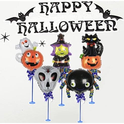 Mini Size Cartoon Halloween Pumpkin Spider Bat Aluminum Foil Balloon Happy Halloween Foil Globos Party Decoration Baby Shower