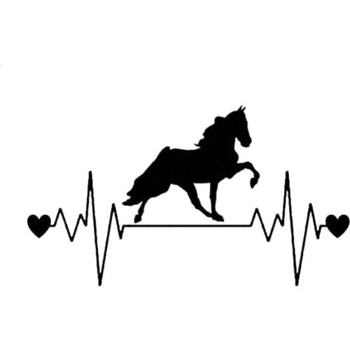 Walking Horse Heartbeat Lifeline High-quality Decals Car Decoration Personality Pvc Waterproof Decals Black/white, 20cm*11cm
