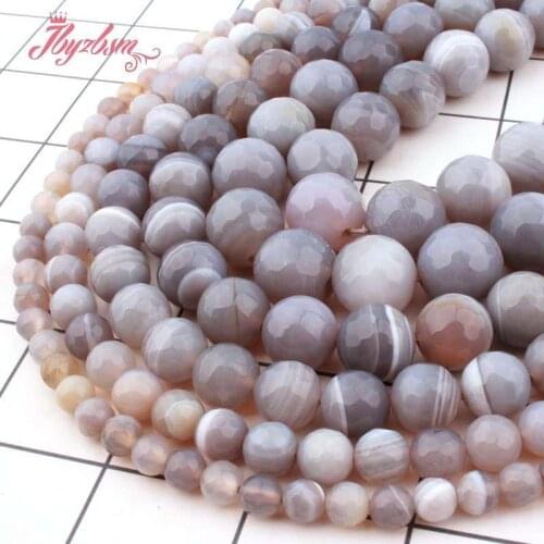6,8,10,12mm Round Beads Ball Faceted Gray Stripe Agates Natural Stone Beads For DIY Necklace Jewelry Making 15" Free Shipping