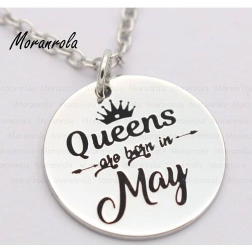 New arrive"Queens Are Born In May "Necklace &keychain charm Girly, Mom, Mama Bear Gift Mothers Day, Funny jewelry Birthday