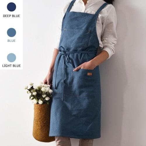 2018 Upgraded Cotton Jeans Aprons Simple Washed Adult Aprons Unisex for Kitchen Cooking Gardening Coffee Shop