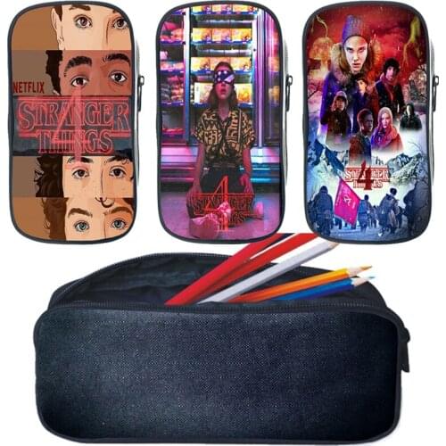 Stranger Things Season 4 Pencil Cases New Pattern Pencil Holder Large Capacity Stationery Box Home Office School Storage Bag