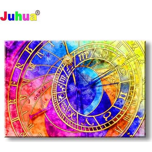Retro Clock 5D DIY Diamond Painting Cross Stitch Needlework Diamond Embroidery Full Round Diamond Mosaic Handicraft Decoration