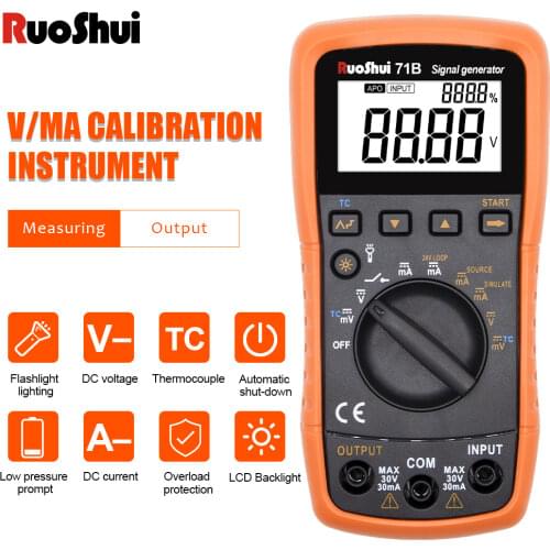 RuoShui 71B Generator Thermocouple Current Voltage Portable Signal Process Calibrator 4-20ma Analog Transmitter Source Simulator