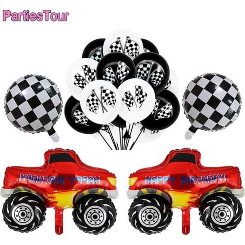 1Set Racing car Ballon Inflatable Helium Aluminum Foil Balloons Racing Theme Party Boy Happy Birthday Supplies Baby Shower Favor
