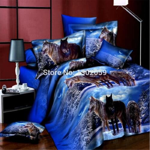 High Quality 3D Many Wolf In Winter Total 4 Pcs Quilt Cover Bed sheet Pillowcase King Queen Bedding Set