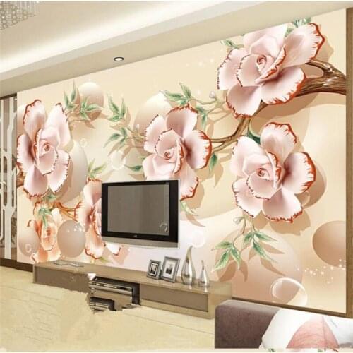Wellyu Customized large murals fashion home improvement 3D stereo painting circle flower TV background wall Papel de parede