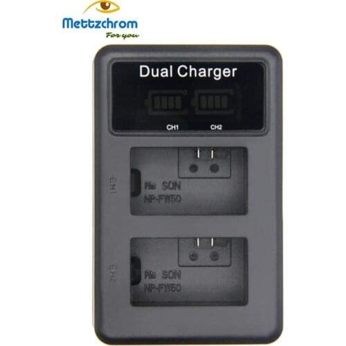 Mettzchrom NP-FW50 Battery Charger with LCD Indicator for NEX-3 A7R Alpha A6500 A6300 A6000 DSLR Camera fw50 charger