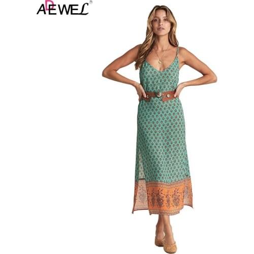 ADEWEL Summer Bohemian Printed Chiffon Beach Dress White Black Strapless Sleeveless Boho Sexy Maxi Dress Ladies Vocation Dress