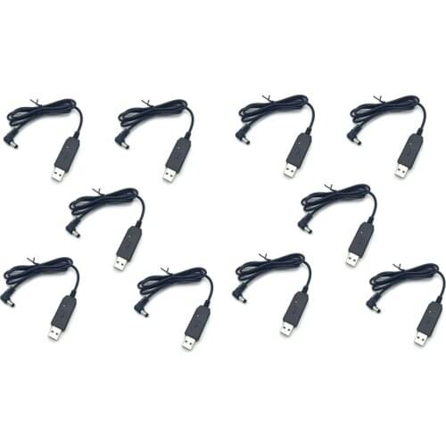10pcs USB Charger Cable with Led Indicator Light for Baofeng UV-5R UV-82 BF-F8HP GT-3 GT-3WP UV-9R Plus A58 UV-XR Walkie Talkie