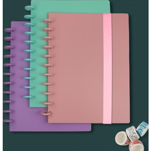 2021 A4 DIY Mushroom Hole Colour Loose Leaf Notebook Cover Discs Binding Ring Elastic Strap Schedules Planner Binder Accessory