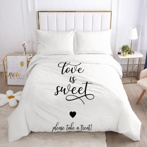 3D Duvet Cover with Zipper Comforter/Quilt/Blanket Cover 200x200 230x220 3D Nordic Bedding White Letter Customize size/design