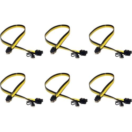 6 Pcs 16AWG 6 Pin PCI-E to 8 Pin (6+2) PCI-E (Male to Male) GPU Power Cable for HP Server for Graphic Cards Mining(50cm)