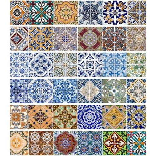 6Pcs Vintage Spanish Tiles Home Decor Stairs Stickers, Decals, DIY Art, Home-ABUX