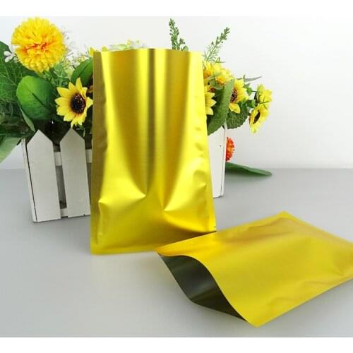 7*10cm 200Pcs/ Lot Golden Matte Open Top Aluminum Foil Tea Biscuit Vacuum Storage Pack Bag Mylar Heat Seal Coffee Package Pouch