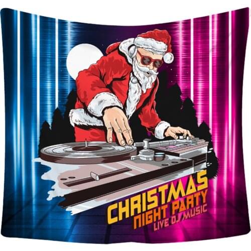 95x73cm Funny Christmas Decorative Tapestry Cool DJ Santa Claus Wall Hanging Tapestry for Bedroom Living Room Dorm