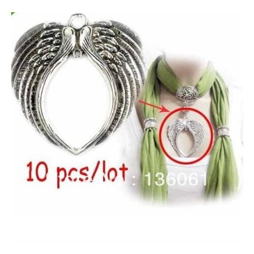 Vintage Alloy Big Angel Wing Heart Charms Pendants For Bracelet Necklace Jewelry Making Bead Brand DIY 74x69mm 10PCS