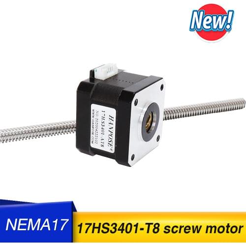 Free shippin 17HA3401-T8*4 100MM linear NEMA 17 Through screw stepper motor high torque stepper motor for 3D printer