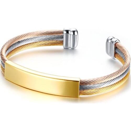 Multi coloured Opening Bracelet Pulseras Gift Cuff Women Jewelry Steel and Rose Gold Color