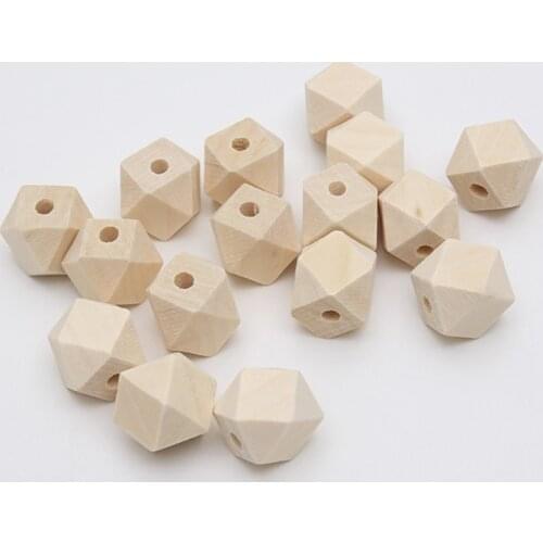 10/12/14/16/18/20mm Natural Faceted Geometric Wood Spacer Beads For Jewelry Making Bracelet Garland Crafts Hair Accessory