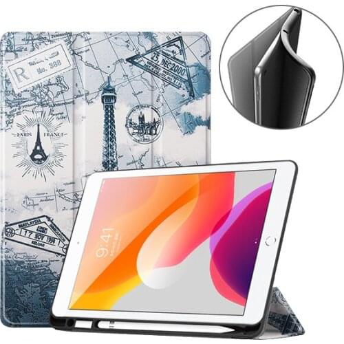 Case for iPad 10.2 Case 2019 for iPad 7th Generation Soft TPU Tablet Cover with Pencil Holder Smart funda capa+screen protector