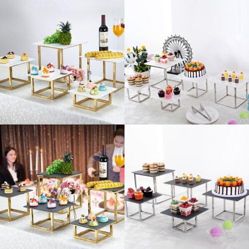 Silver Gold Iron Cake Stand Acrylic Trays Plate For Wedding Cupcake Cookies Drinking Fruits Foods Candy Bar Table Buffet Banquet