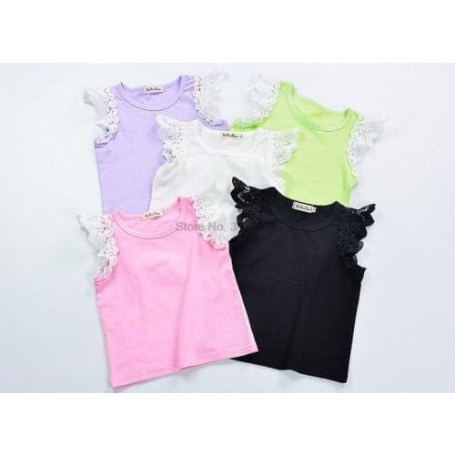 DHL 50pcs Newborn Baby Blouse Summer New Casual Cotton Lace Fly Sleeves Shirts Tops Solid Outfits